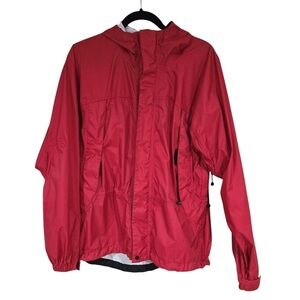 LL Bean Men’s Small Vintage Red Hooded Windbreaker Jacket C